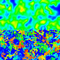 worms (plotting; particle deposition) heightmap; multiple mode (upper half averaged 10 times)